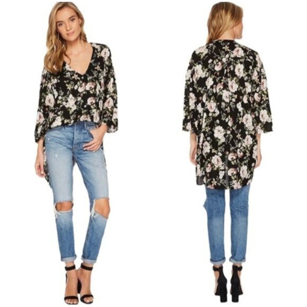 Show Me Your Mumu The Artiste Floral Tunic Top Button Front Sz Small Oversized